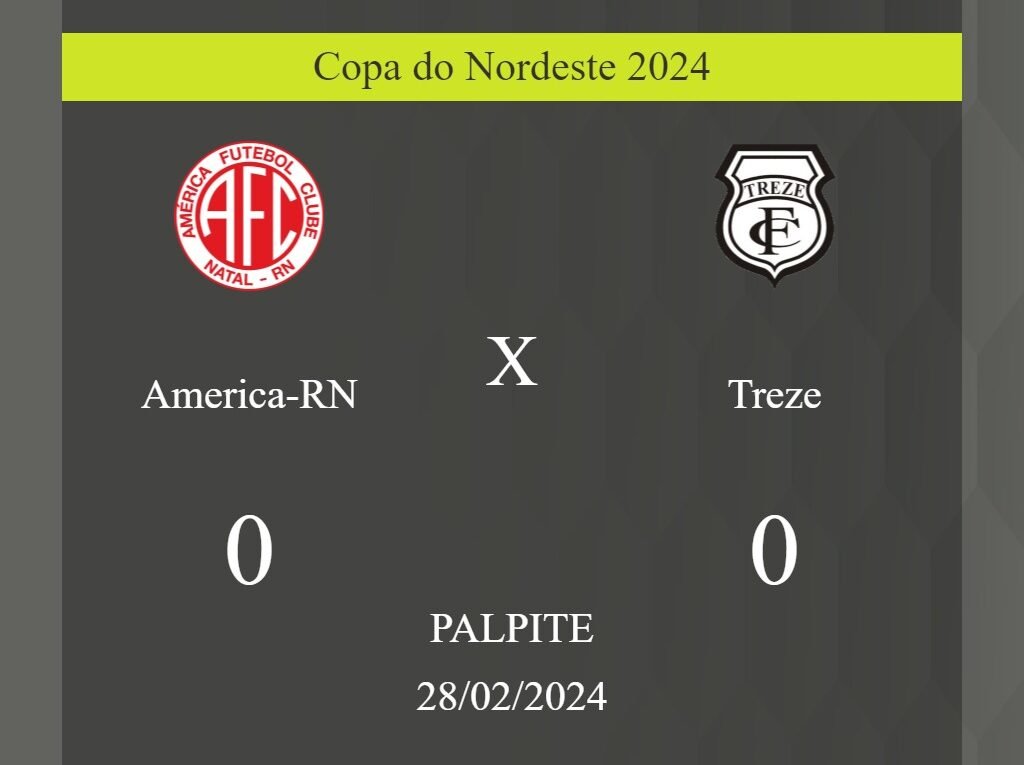 America-RN x Treze palpite: em caso de empate, o placar nesta quarta-feira 28/02/2024 seria de 0 a 0; entenda! - Coisas de Futebol