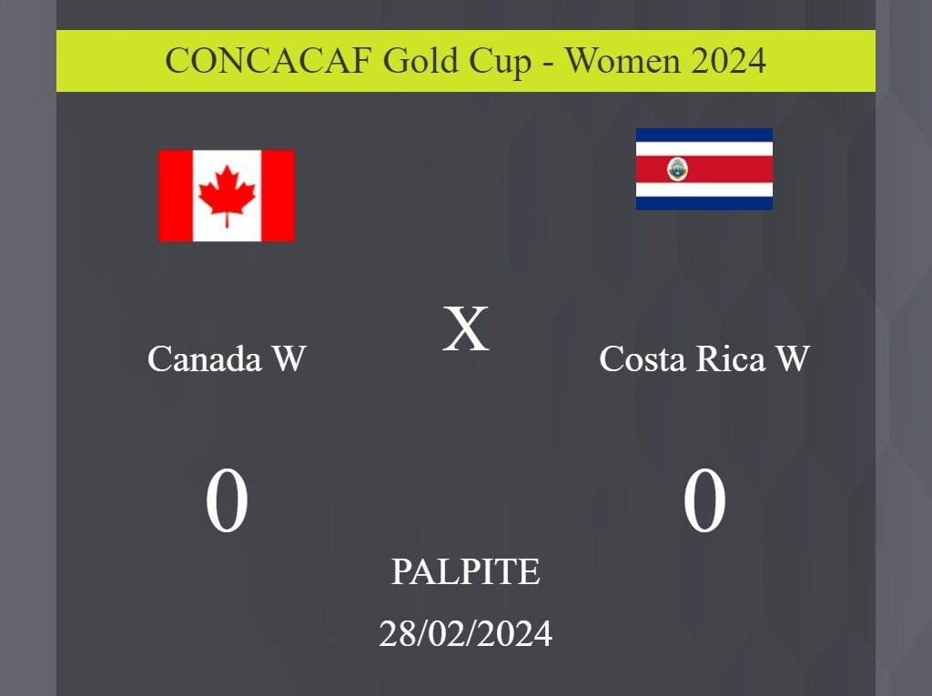 Canada W x Costa Rica W palpite: em caso de empate, o placar nesta quarta-feira 28/02/2024 seria de 0 a 0; entenda! - Coisas de Futebol