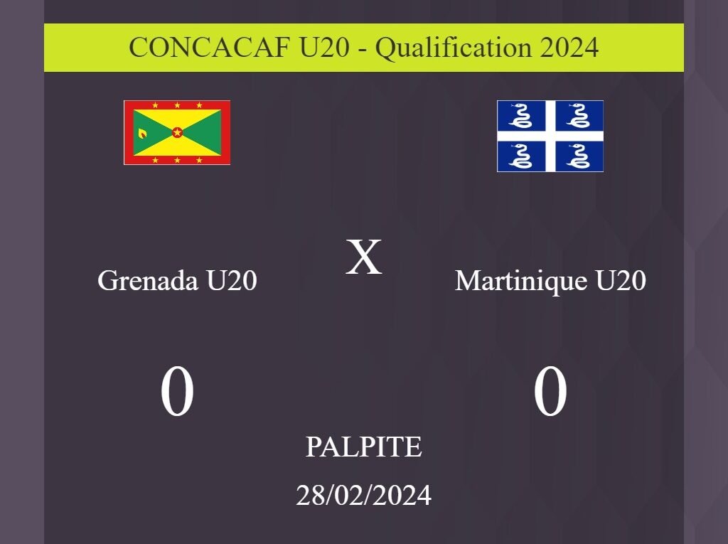 Grenada U20 x Martinique U20 palpite: em caso de empate, o placar nesta quarta-feira 28/02/2024 seria de 0 a 0; entenda! - Coisas de Futebol