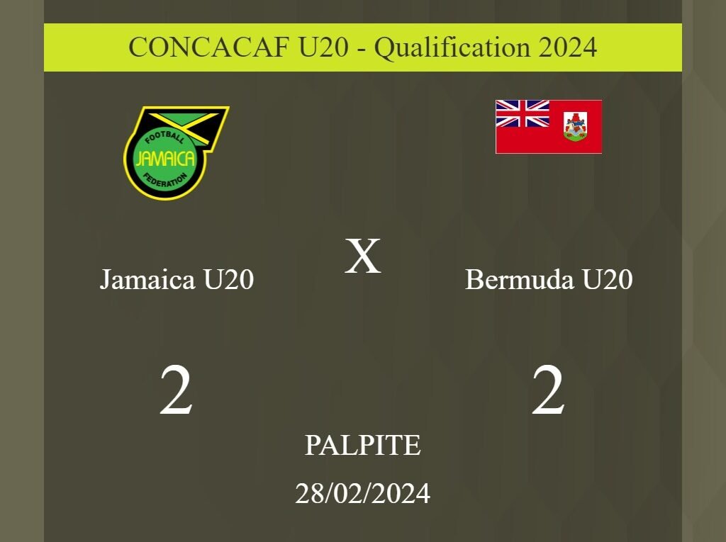 Jamaica U20 x Bermuda U20 palpite: em caso de empate, o placar nesta quarta-feira 28/02/2024 seria de 2 a 2; entenda! - Coisas de Futebol