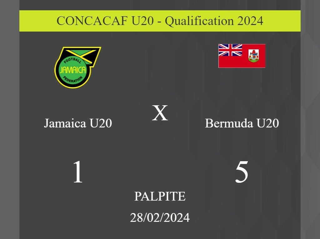 Jamaica U20 x Bermuda U20 palpite: em caso do Bermuda U20 ganhar, o placar nesta quarta-feira 28/02/2024 seria de 1 a 5; confira! - Coisas de Futebol