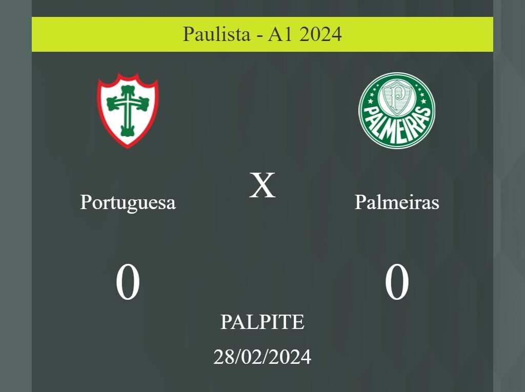 Portuguesa x Palmeiras palpite: em caso de empate, o placar nesta quarta-feira 28/02/2024 seria de 0 a 0; entenda! - Coisas de Futebol